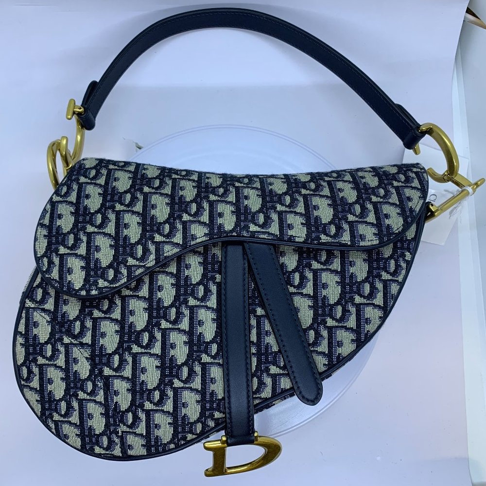 Dior SADDLE BAG Blue Oblique Jacquard